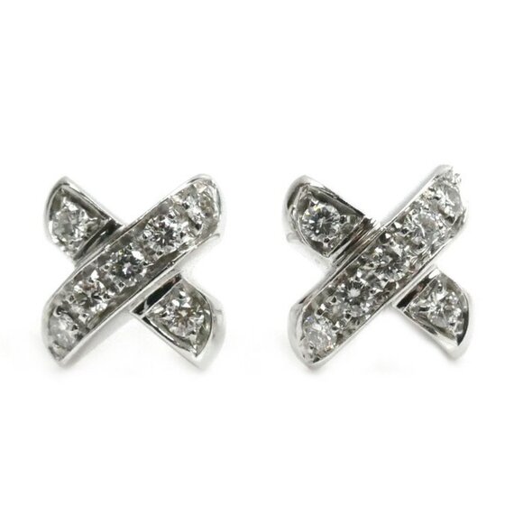 TIFFANY & CO. 18k White Gold Diamond Earrings - Picture 1 of 5